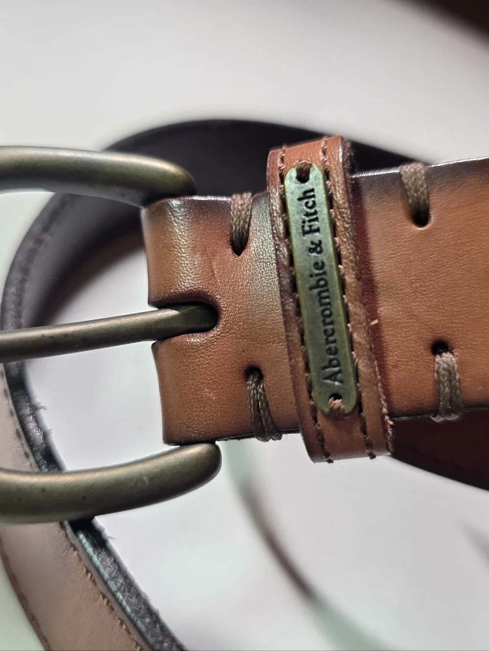 Abercrombie & Fitch Brown Leather Belt – A&F Logo